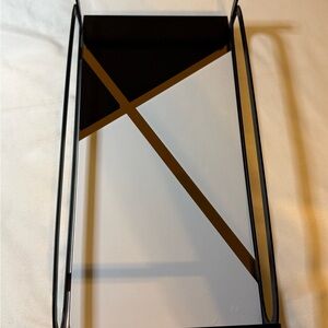 Modern Black Metal and Glass Decorative Tray